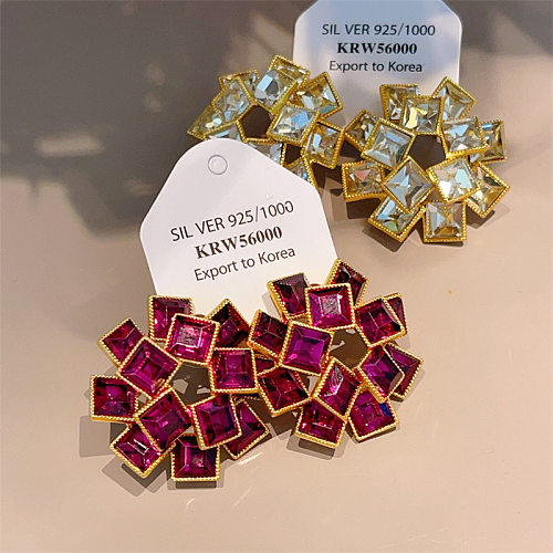 1 Pair Exaggerated Geometric Plating Inlay Copper Zircon Earrings