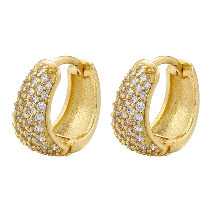 1 Pair Elegant Luxurious Shiny U Shape Plating Inlay Copper Zircon 18K Gold Plated Earrings