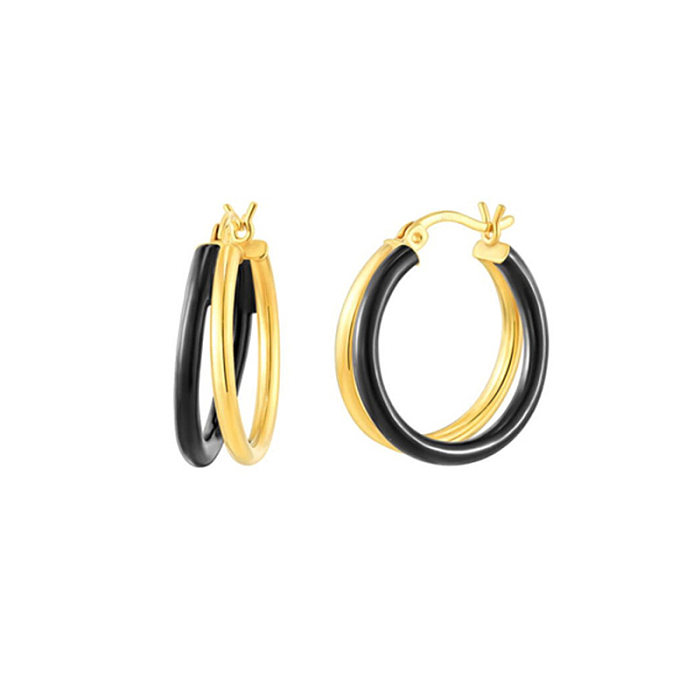 1 Pair Simple Style Commute Geometric Copper Enamel Hoop Earrings