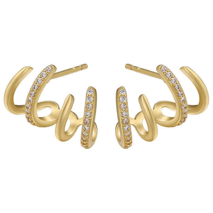1 Pair Simple Style Geometric Copper Plating Zircon Ear Studs
