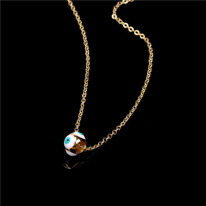 New Copper Dripping Oil Eye Pendant Female Gold-Plated Necklace Turkish Devil Eye Necklace Cross-Border Wholesale
