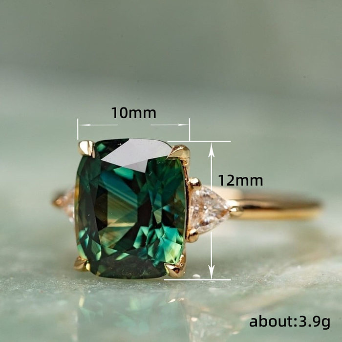 Retro Square Copper Inlay Artificial Gemstones Rings