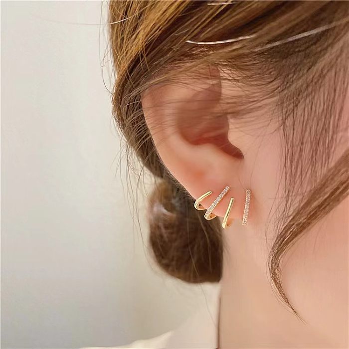 1 Pair Simple Style Geometric Inlay Copper Zircon Ear Cuffs