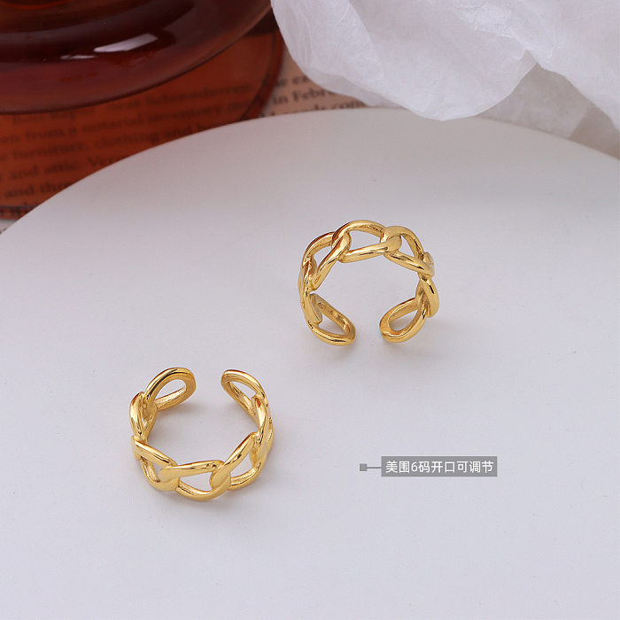 Wholesale Simple Titanium Steel Plated 18k Gold Hollow Opening Ring jewelry