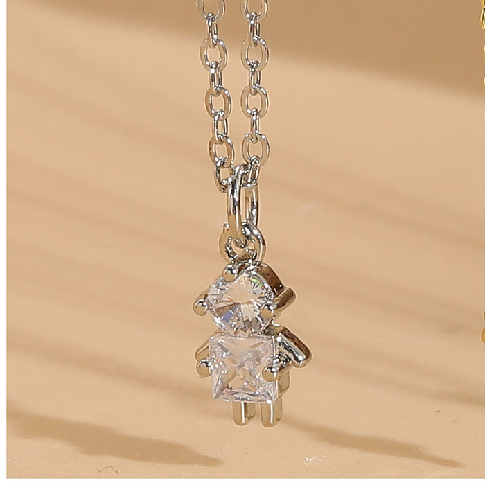 Simple Style Cartoon Copper Plating Inlay Zircon 14K Gold Plated White Gold Plated Pendant Necklace