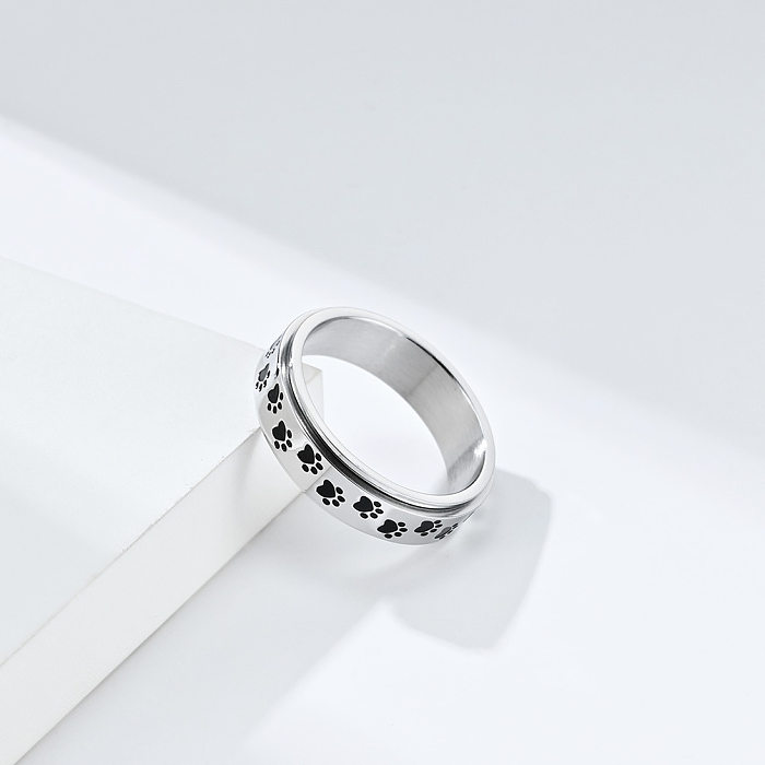 Anéis de aço de titânio com estampa de pata da moda Anéis de aço inoxidável para polimento