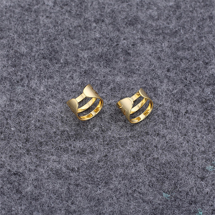 1 pieza Estilo simple Color sólido Enchapado en capas Cobre Cobre Chapado en oro Ear Cuffs