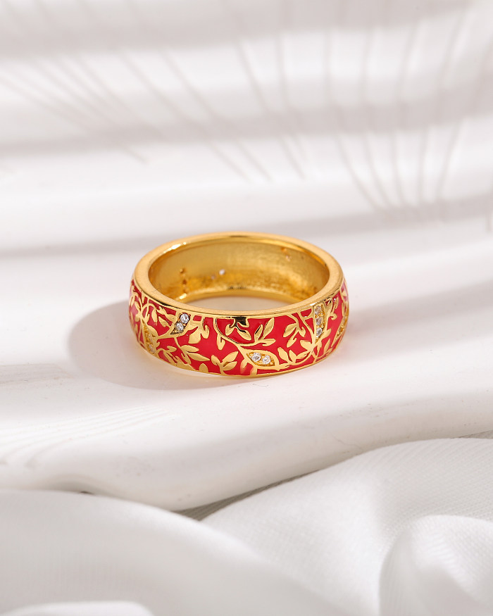 Elegante estilo vintage deixa anéis banhados a ouro 18K com revestimento epóxi de cobre