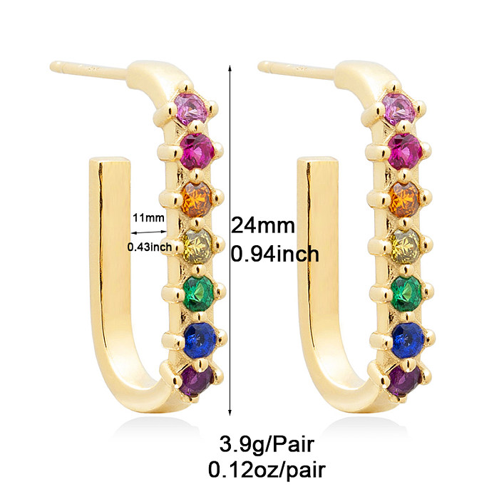 1 Pair IG Style Classic Style Korean Style Round Heart Shape Plating Inlay Copper Zircon White Gold Plated Gold Plated Ear Studs