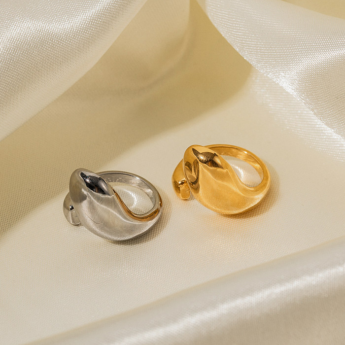 IG Style Asymmetrical Stainless Steel Plating 18K Gold Plated Open Rings