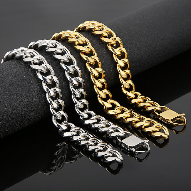 Collier de bracelets en acier titane géométrique style vintage punk streetwear