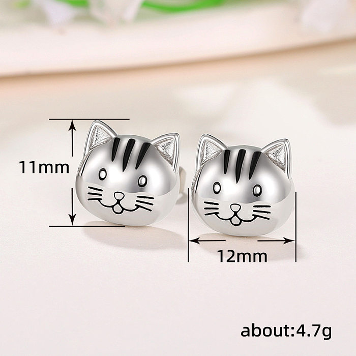 1 Pair Cartoon Style Cat Plating Copper Ear Studs