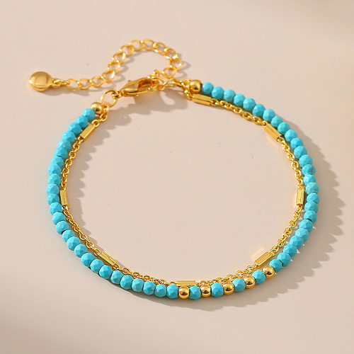 Ethnic Style Geometric Turquoise Copper Plating Bracelets