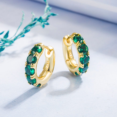 Moda diamante esmeralda geométrica cobre 14k brincos de ouro feminino