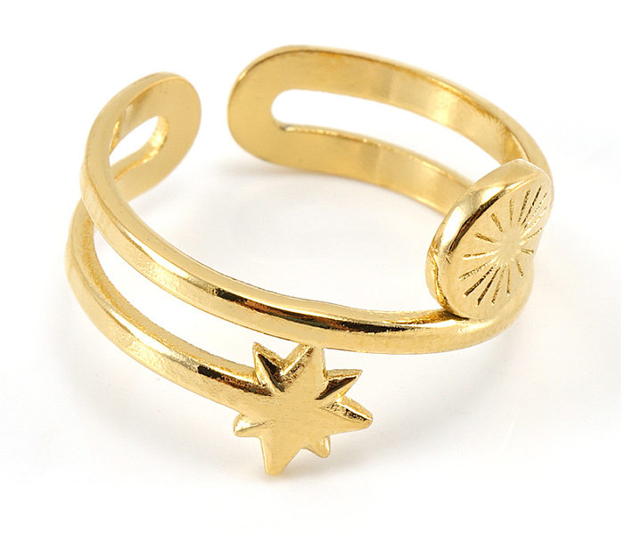 Simple Style Star Stainless Steel Open Ring Plating Stainless Steel Rings