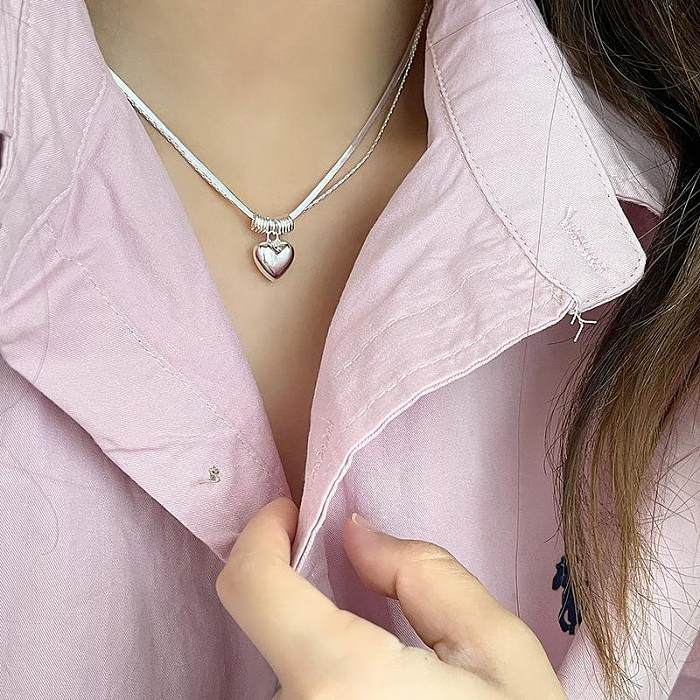 Sweet Simple Style Heart Shape Copper Plating Pendant Necklace