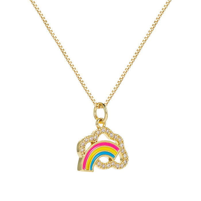 Copper Inlaid Zircon Rainbow Letter Love Necklace Niche Design Trend Necklace Jewelry
