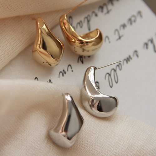 1 Pair Simple Style Water Droplets Plating Copper 18K Gold Plated Ear Studs