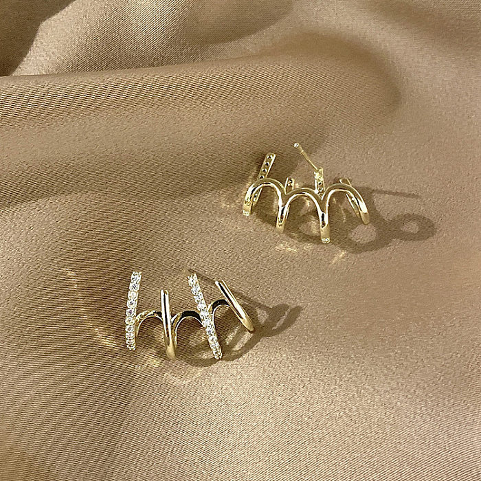 Elegant Geometric Copper Plating Zircon Earrings 1 Pair