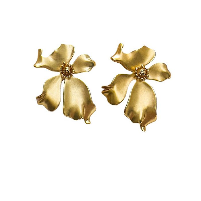 Fashion Flower Copper Inlay Zircon Ear Studs 1 Pair