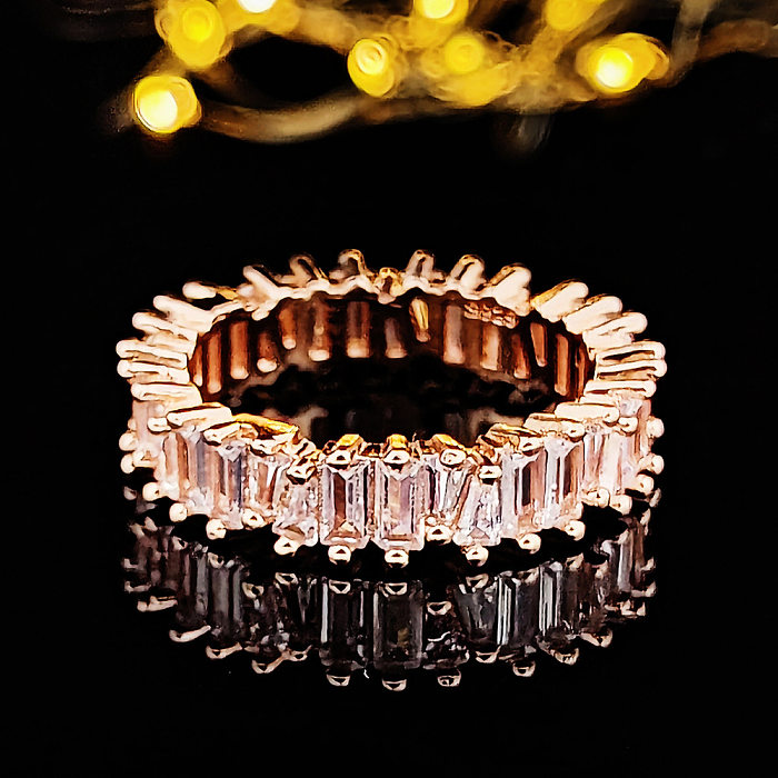 Anéis de zircão com revestimento de cobre geométrico da moda, 1 peça