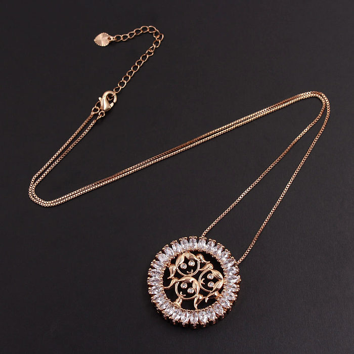 IG Style Simple Style Cartoon Character Copper Gold Plated Zircon Pendant Necklace In Bulk