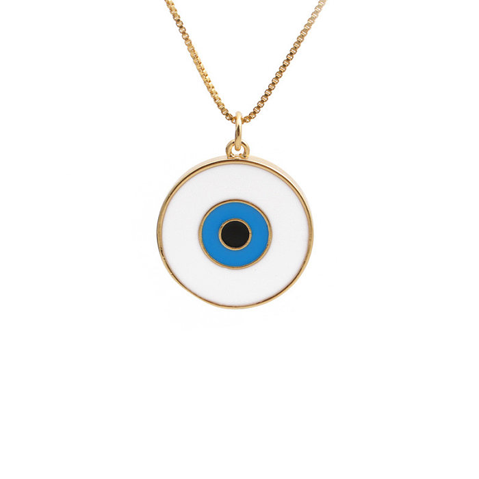 Yiwu Foreign Trade Copper Zircon Ornament Wholesale European And American Copper Plated Real Gold Love Fatima Devil's Eye Necklace