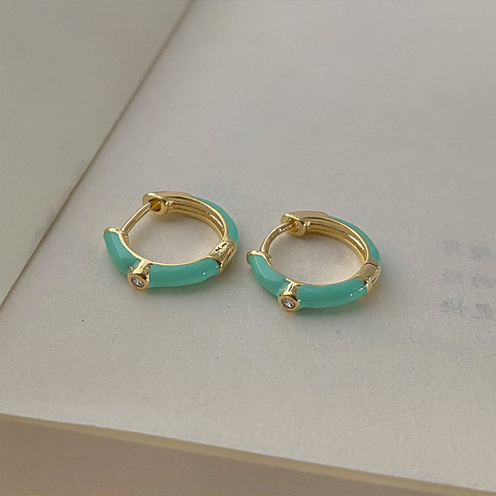 1 Pair Simple Style Color Block Enamel Copper Earrings