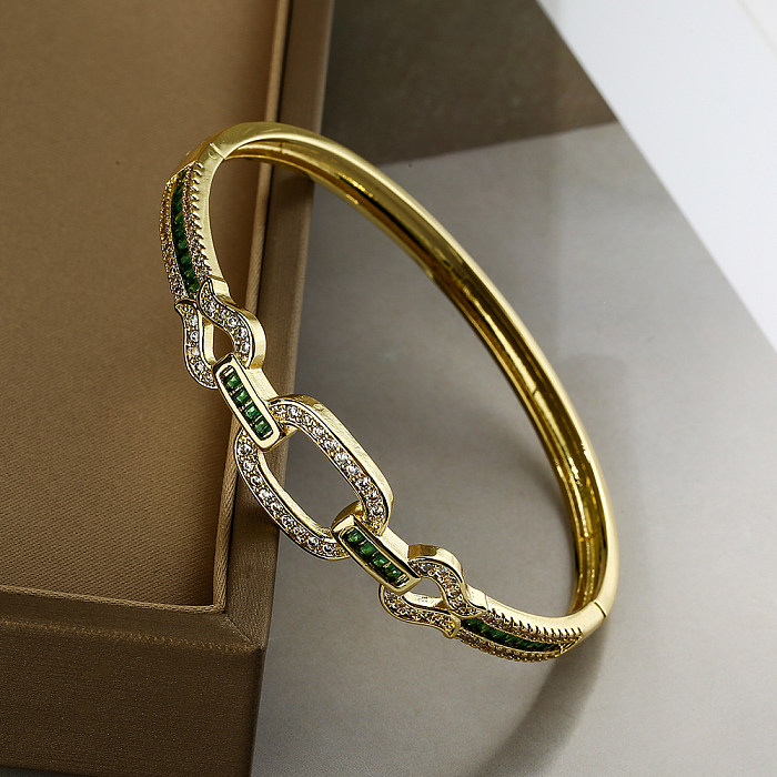 Bracelet plaqué or 18 carats avec incrustation de cuivre géométrique de style simple et moderne