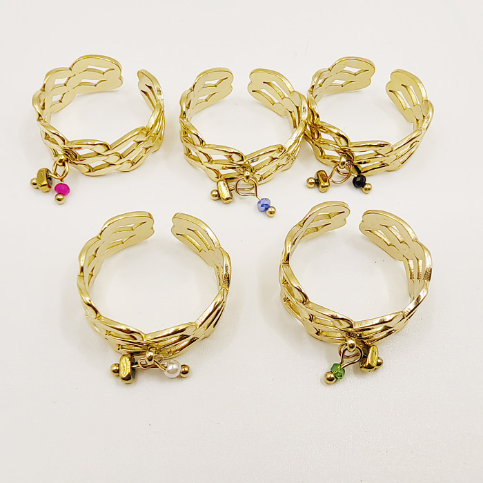Großhandel: Moderner Stil, einfacher Stil, klassischer Stil, geometrischer offener Ring aus Edelstahl, Titanstahl, 18 Karat vergoldet
