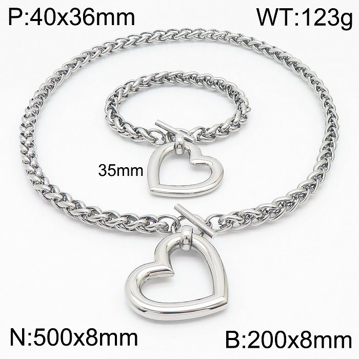 Collier de bracelets plaqués or 18 carats avec visage souriant en forme de cœur, style simple et décontracté