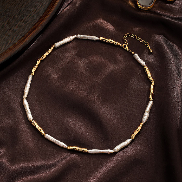 Vintage-Stil, schlichter Stil, römischer Stil, geometrisches Kupfer, 18 Karat vergoldete Halskette in großen Mengen