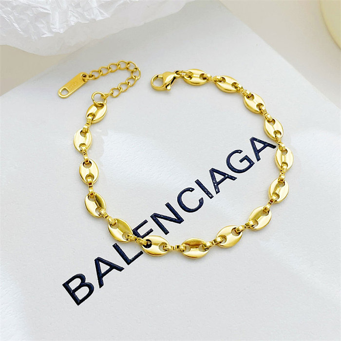 Simple Style Pig Nose Stainless Steel Plating Gold Plated Bracelets Necklace