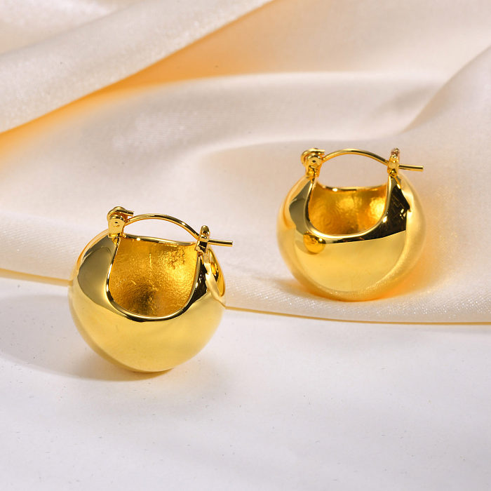 1 Pair Elegant Simple Style Semicircle Brass Gold Plated Earrings
