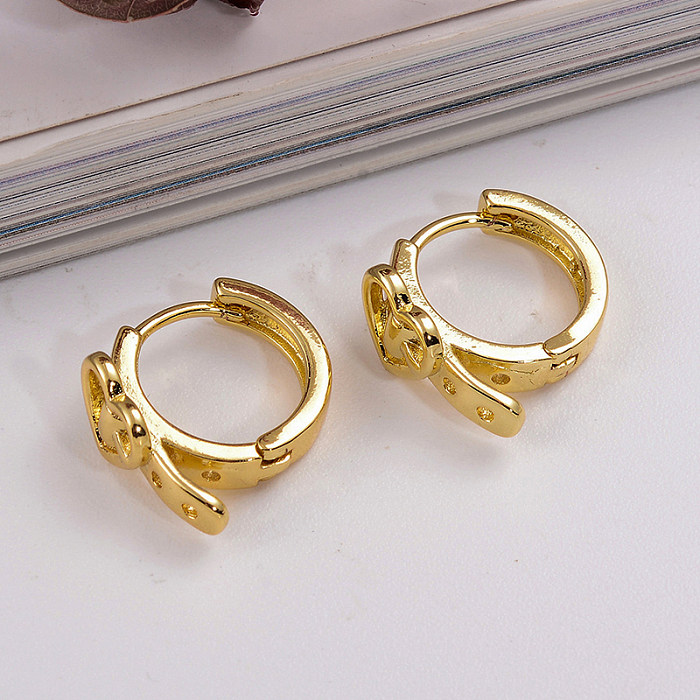 1 Pair Simple Style Commute Heart Shape Plating Copper 18K Gold Plated Earrings