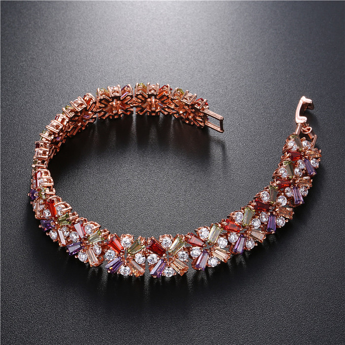 Bracelets Glam en Zircon avec incrustation de cuivre et flocon de neige