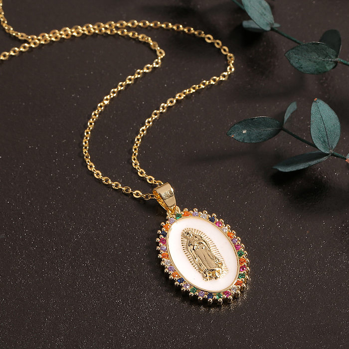 Colored Zircon Drop Oil Retro Women's Religious Pendant Jewelry