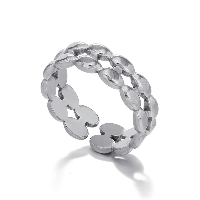 Offener Ring mit geometrischer Retro-Beschichtung aus Edelstahl, 1 Stück
