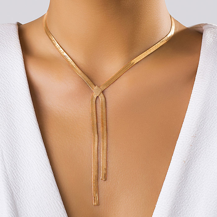 Simple Style Solid Color Copper Gold Plated Necklace In Bulk