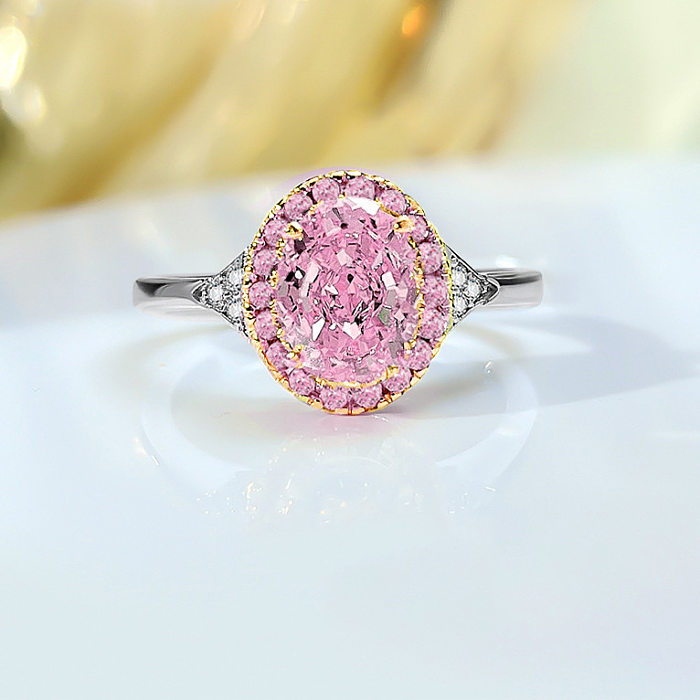 Anillo abierto de diamante con alto contenido de carbono y incrustaciones de cobre geométrico brillante elegante