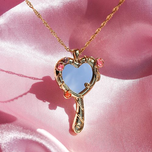 Collier pendentif plaqué or 18 carats en forme de coeur mignon