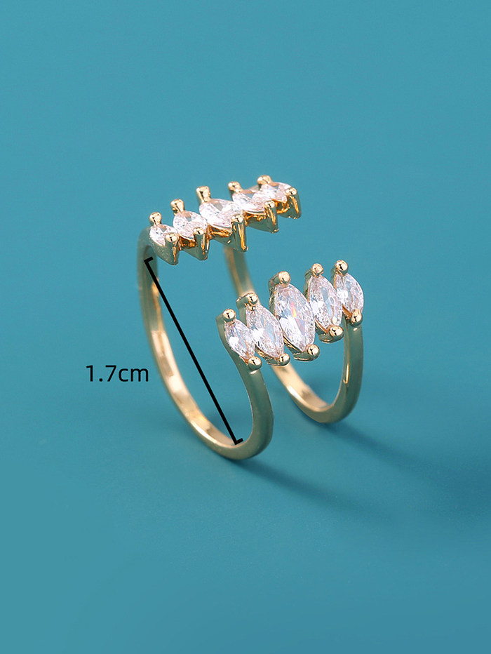 Luxurious Fashion Classic Style Horse Eye Copper Plating Inlay Zircon Gold Plated Open Rings