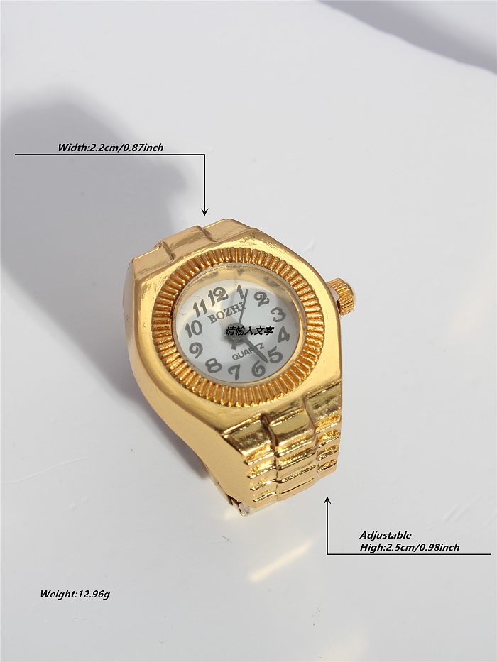 Relógio casual estilo simples, aço inoxidável, titânio, banhado a ouro, anéis abertos