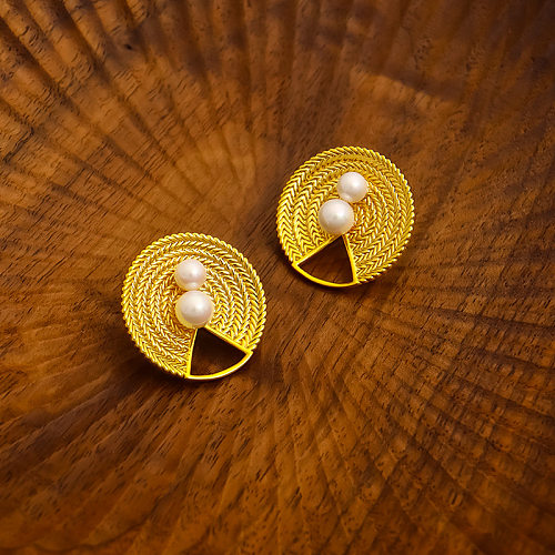 1 par de brincos de orelha de cobre com revestimento redondo retrô