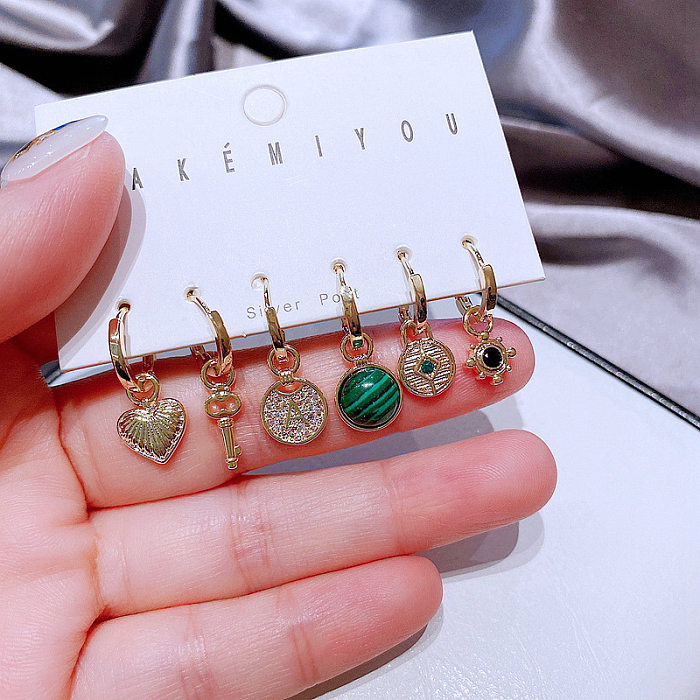 Yakemiyou Geometric Copper Inlaid Gemstone Earrings