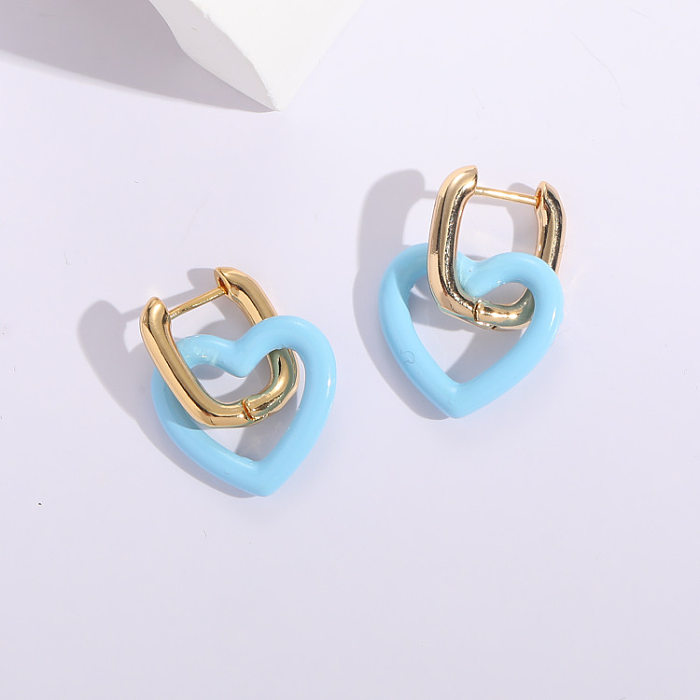 New Fashion Paint Heart-Shaped 14K Gold-plated Copper Earrings
