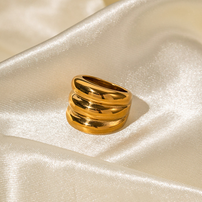 Anéis folheados a ouro 18K de aço inoxidável geométricos de estilo IG a granel