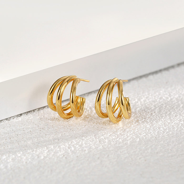 Simple Style C Shape Copper Plating Earrings 1 Pair