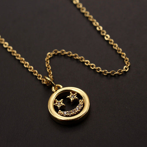 Fashion Smiley Face Copper Plating Inlay Artificial Gemstones Pendant Necklace 1 Piece