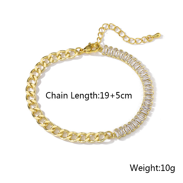 Simple Creative 18K Gold Plated Zircon Inlay Geometric Female Bracelet